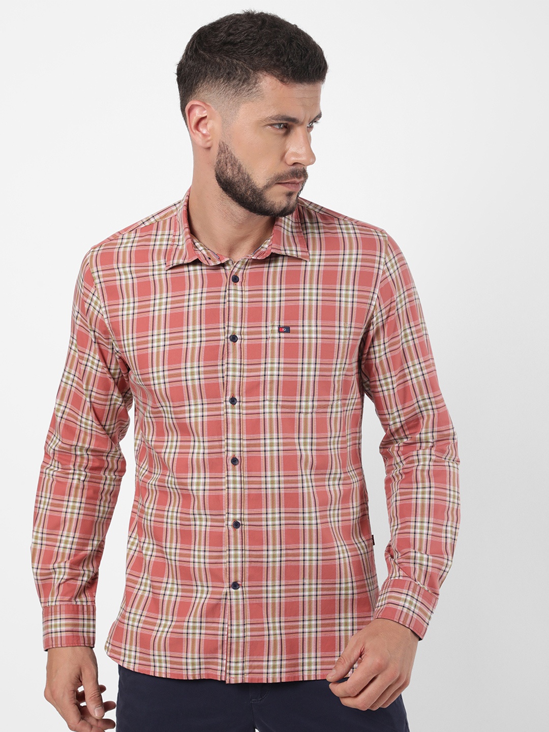 

AD By Arvind Men Coral Slim Fit Tartan Checks Checked Casual Shirt