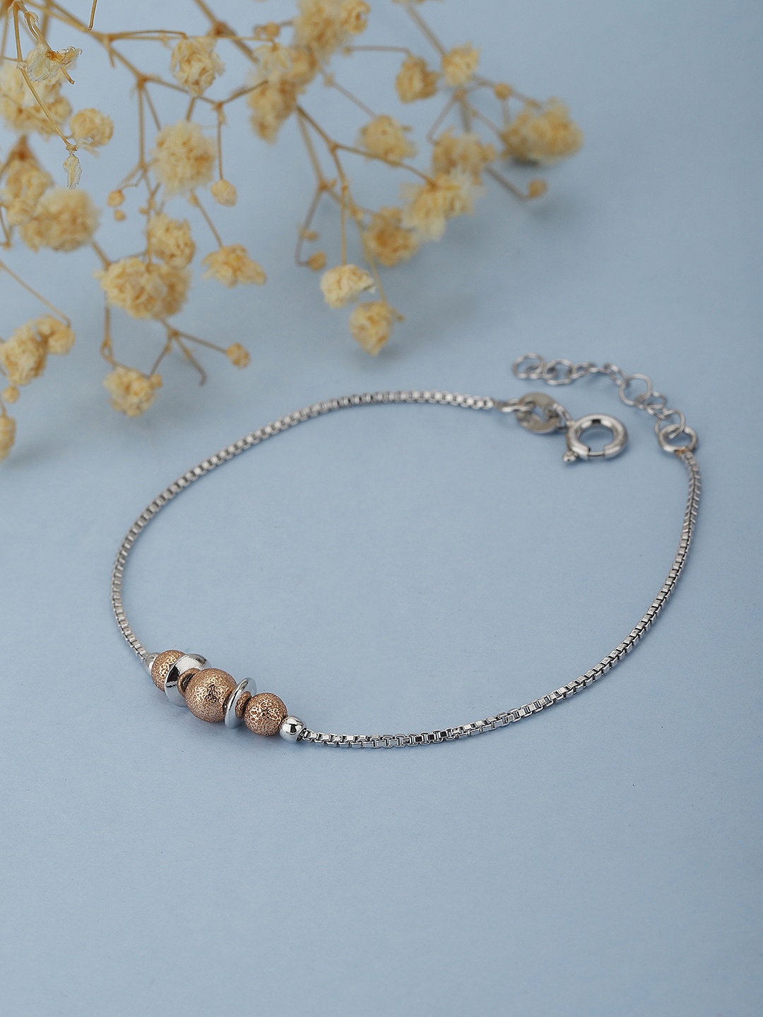 

VANBELLE Women Silver-Toned & Gold-Toned Rhodium-Plated Link Bracelet