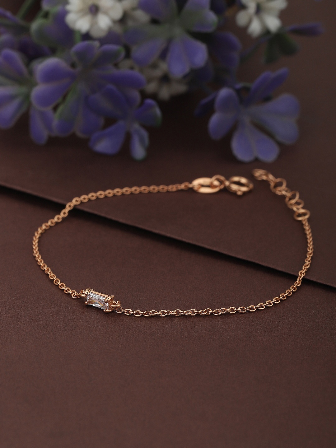 

VANBELLE Women Rose Gold Plated & 925 Sterling Silver Cubic Zirconia Link Bracelet