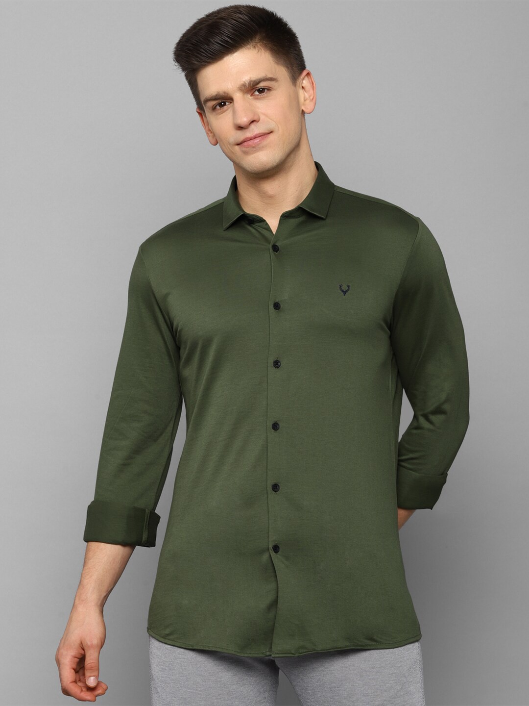 

Allen Solly Men Olive Green Slim Fit Casual Shirt