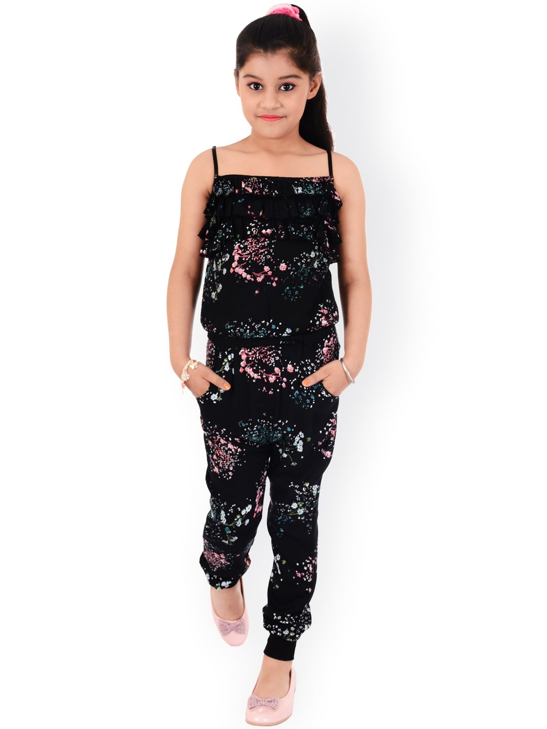 

Naughty Ninos Girls Black Floral Print Jumpsuit