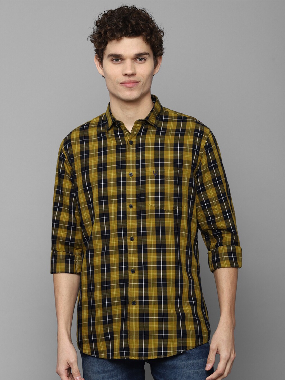 

Allen Solly Men Brown Slim Fit Tartan Checks Checked Casual Shirt