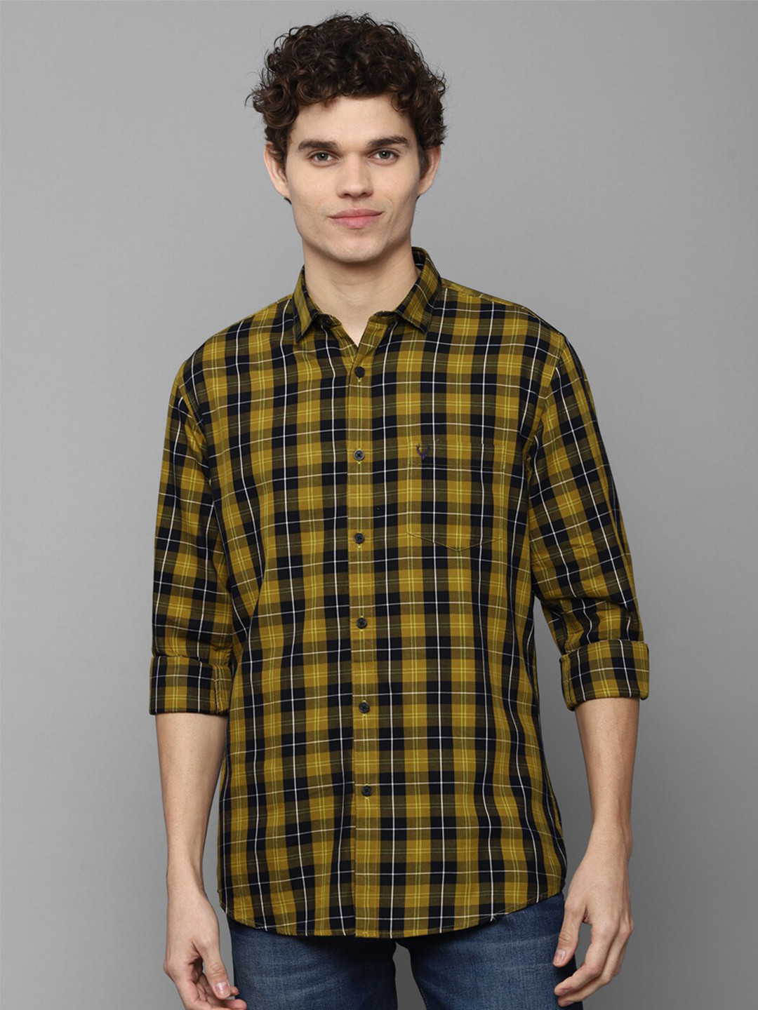 

Allen Solly Men Brown Slim Fit Tartan Checks Checked Casual Shirt