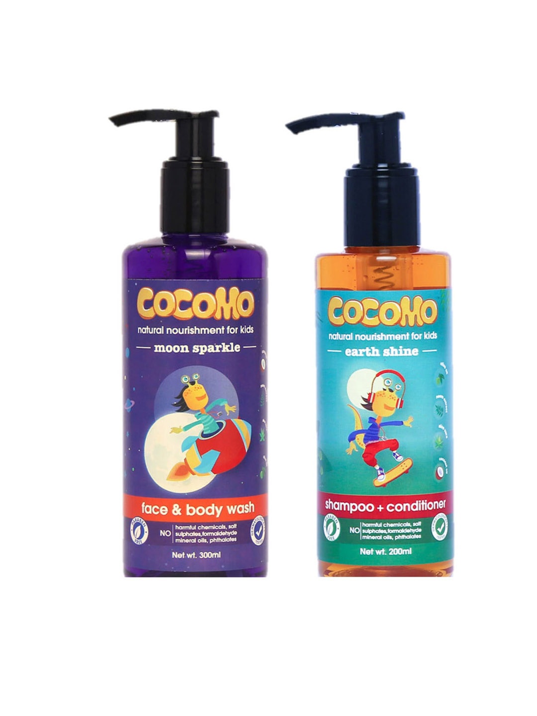 

COCOMO Kids Sustainable Set of 2 Face & Body Wash-300ml Each, Multi