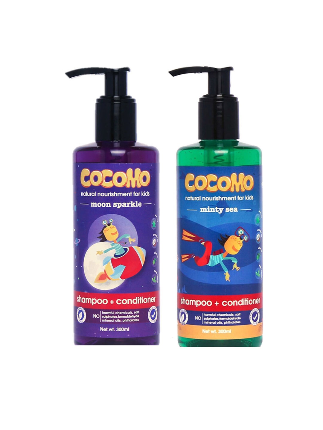 

COCOMO Set of 2 Sustainable Shampoo & Conditioner 300ml, Blue