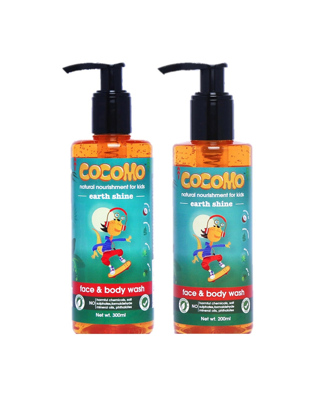

COCOMO Kids Sustainable Pack of 2 Face & Body Wash, 300 ml each, Multi