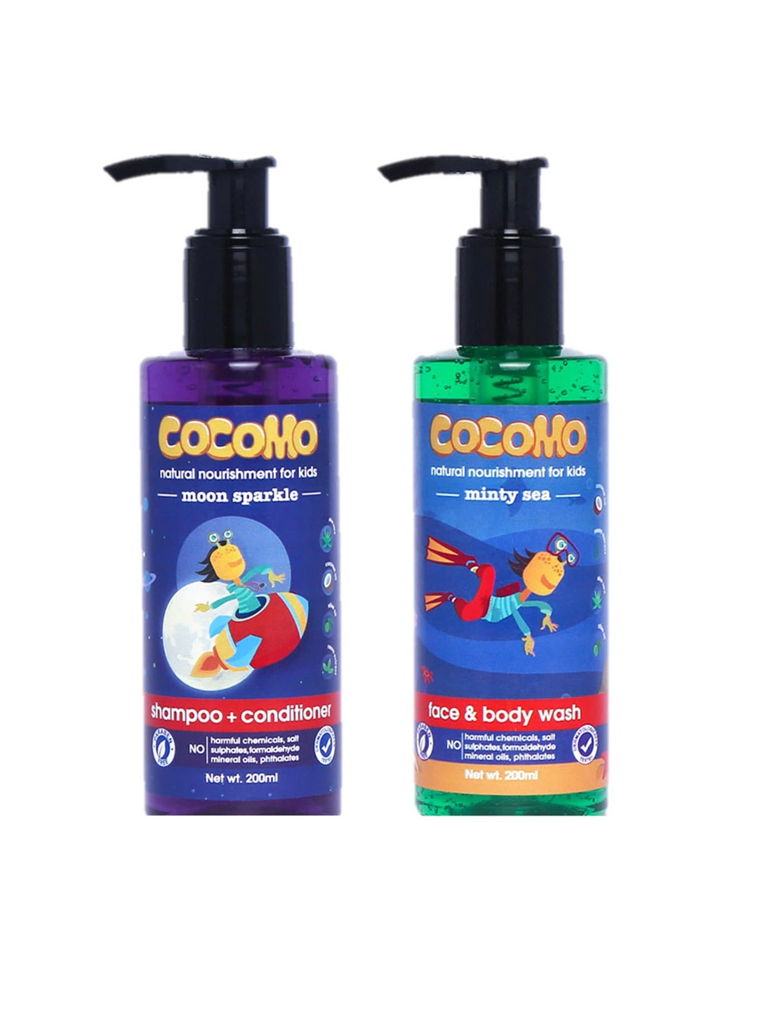 

COCOMO Kids Pack of 2 Sustainable Shampoo & Conditioner 200ml each, Multi