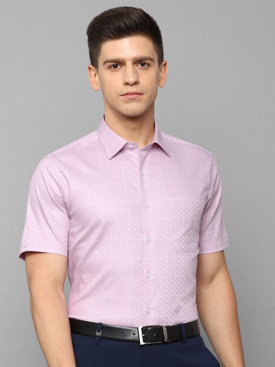 

Louis Philippe Men Purple Slim Fit Grid Tattersall Checks Checked Formal Shirt