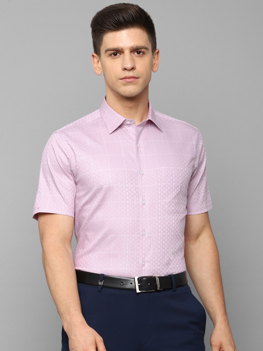 

Louis Philippe Men Purple Slim Fit Grid Tattersall Checks Checked Formal Shirt