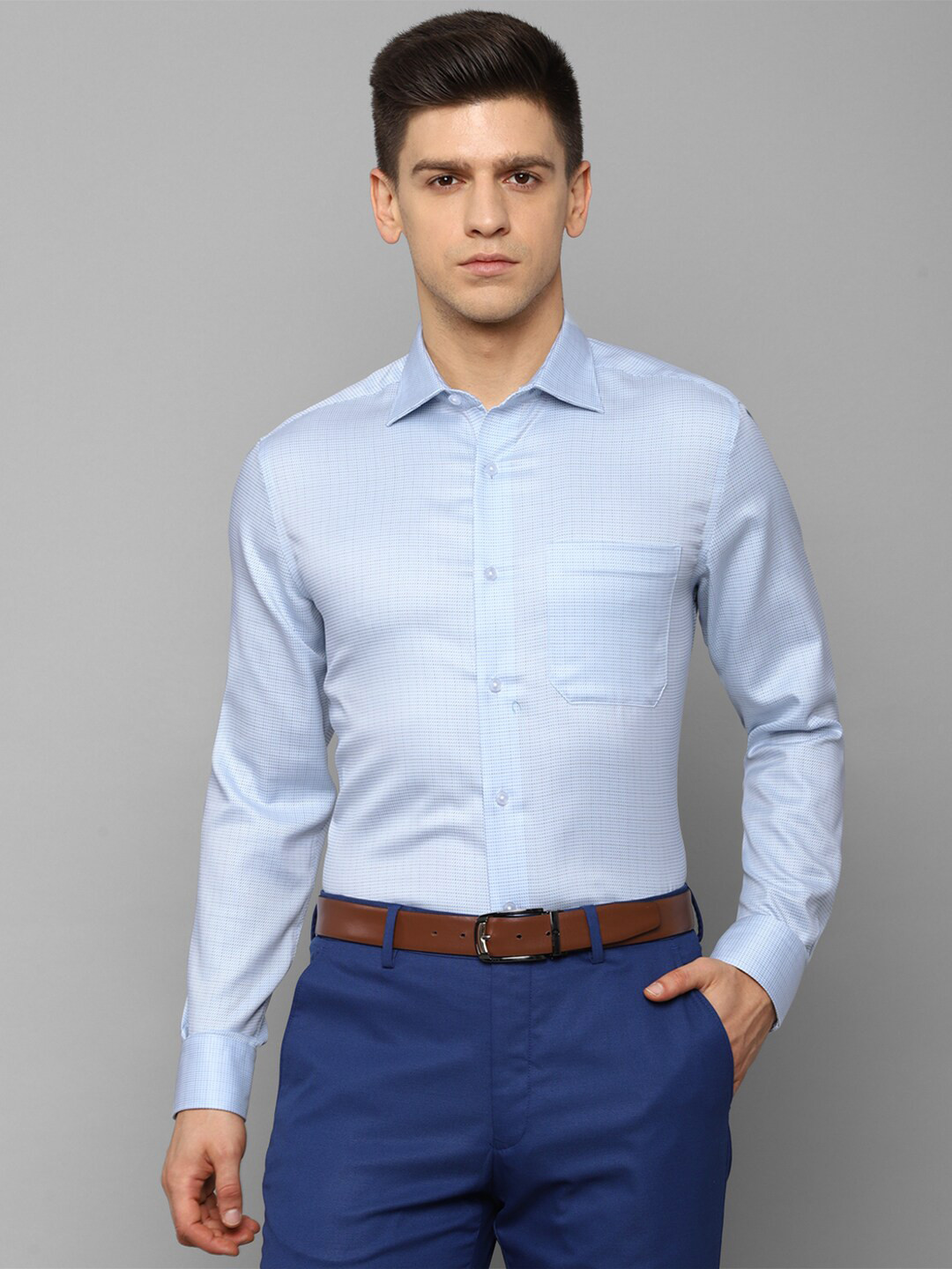 

Louis Philippe Permapress Men Blue Wrinkle Free Formal Shirt