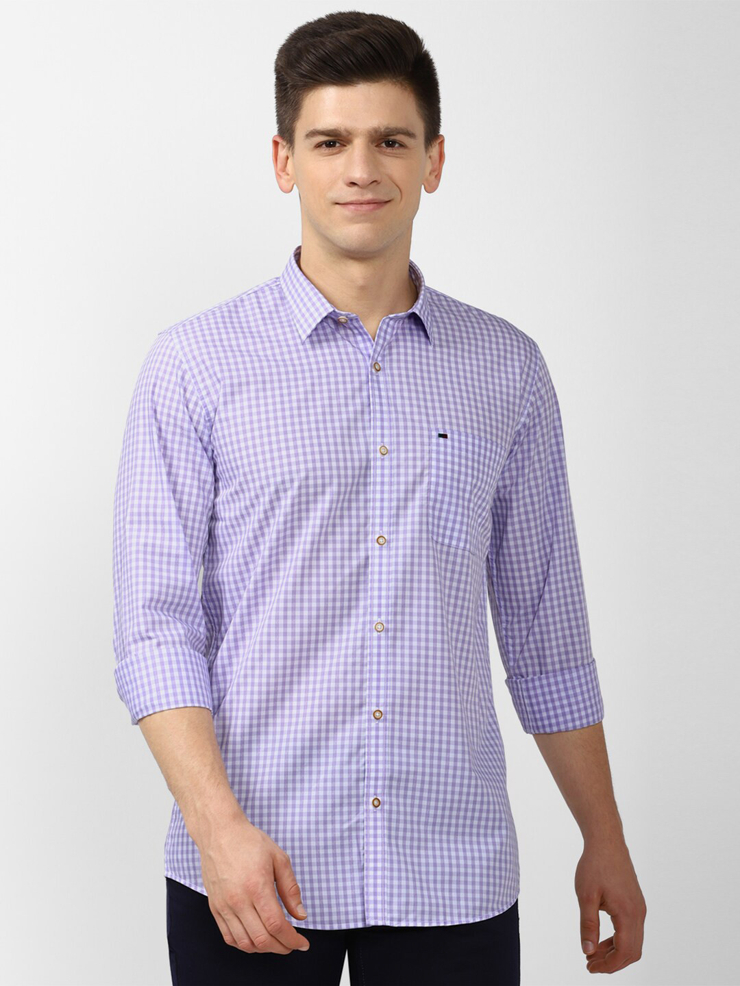 

Peter England Casuals Men Purple Slim Fit Checked Casual Shirt