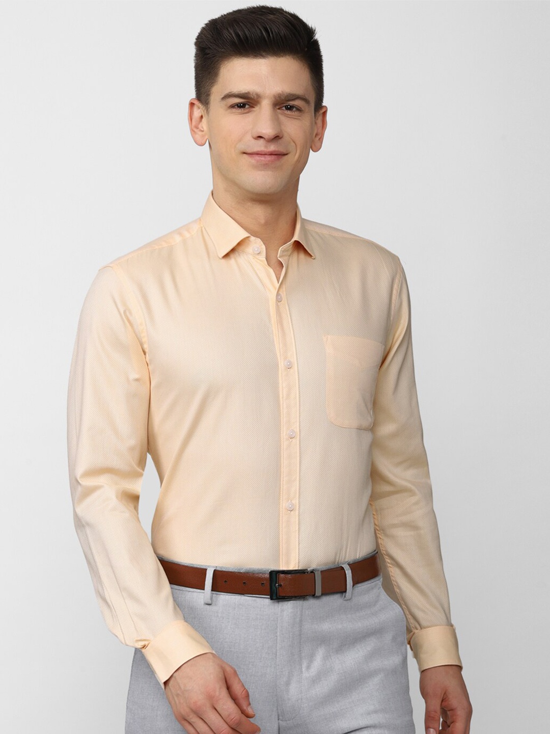 

Peter England Elite Men Beige Casual Shirt