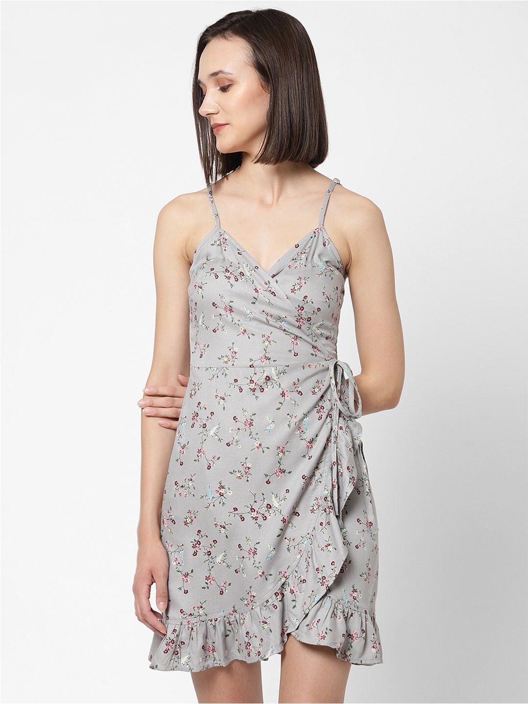 

VASTRADO Grey & pale silver Floral Dress