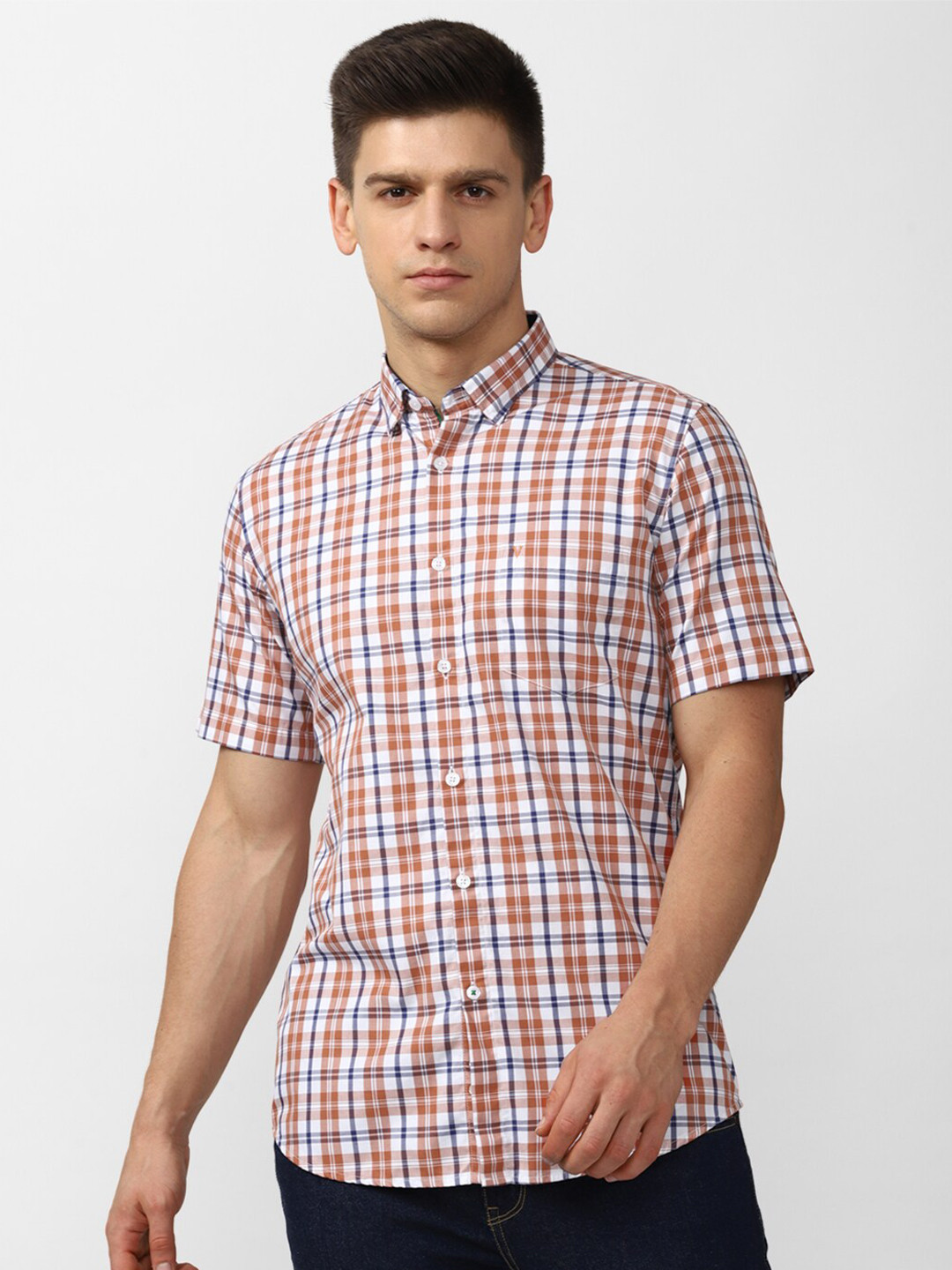 

Van Heusen Sport Men Multicoloured Slim Fit Checked Casual Shirt, Multi