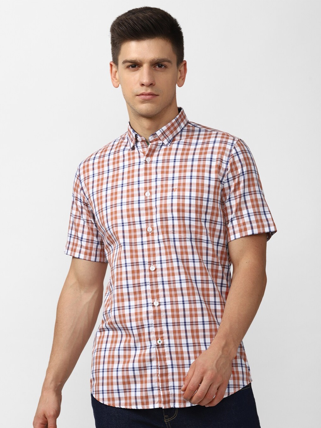 

Van Heusen Sport Men Multicoloured Slim Fit Checked Casual Shirt, Multi