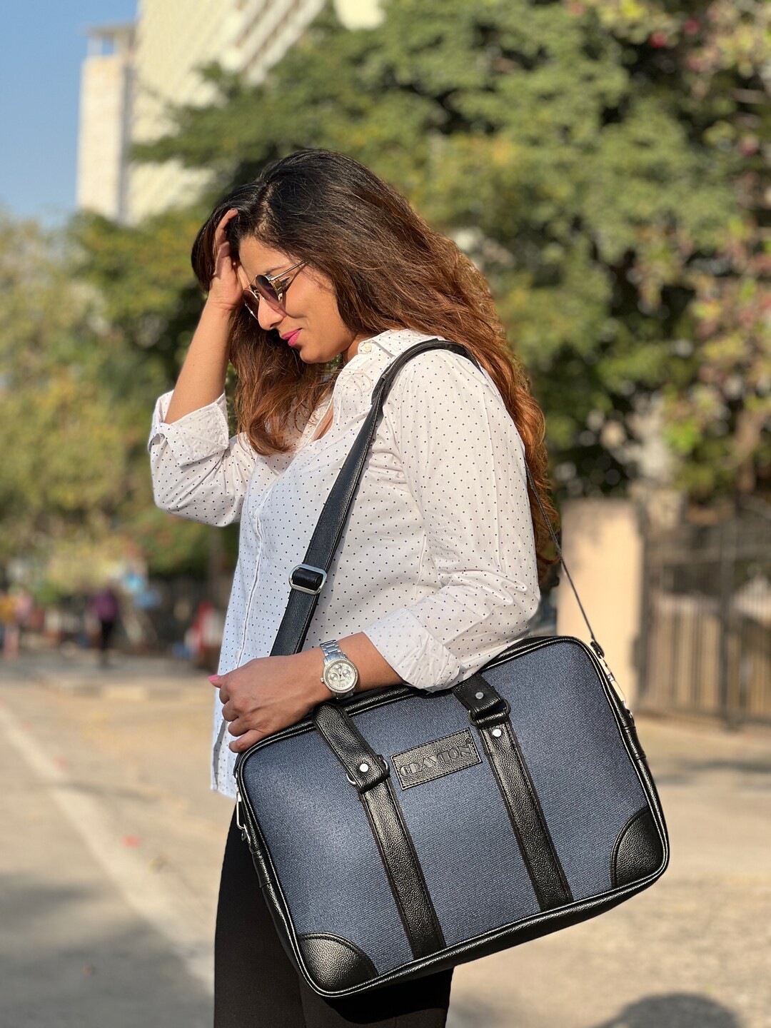 

CRAYTON Unisex Blue & Black Laptop Bag