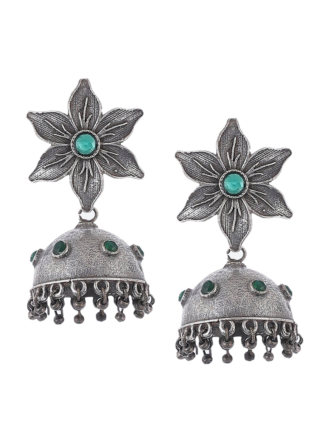 

Biba Green Contemporary Jhumkas Earrings