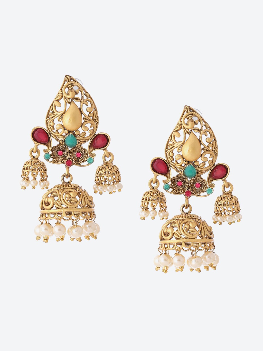 

Biba Gold-Toned Contemporary Jhumkas Earrings