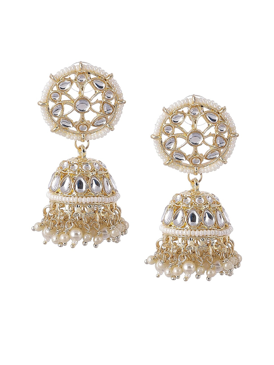 

Biba White Contemporary Jhumkas Earrings
