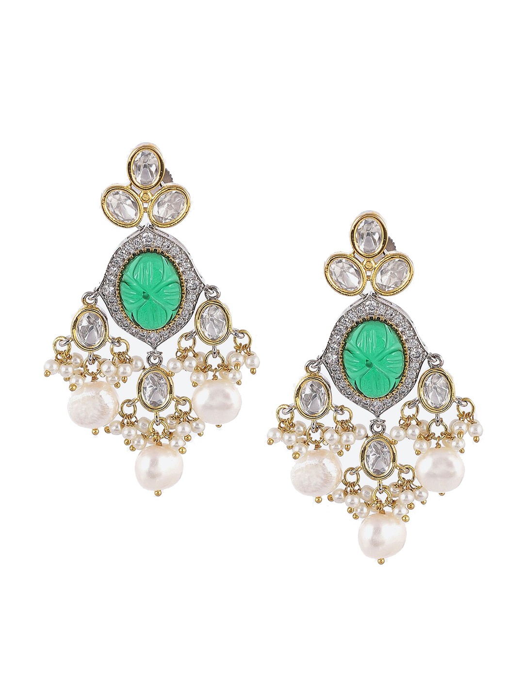 

Biba Green Contemporary Jhumkas Earrings