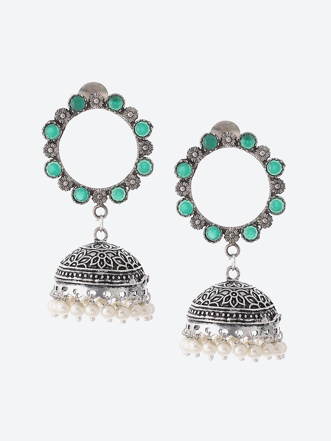 

Biba Green Contemporary Jhumkas Earrings