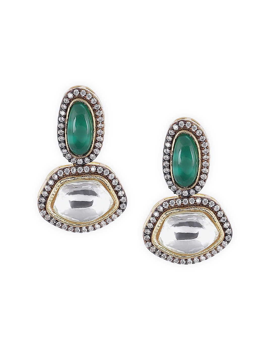 

Biba Green Contemporary Jhumkas Earrings