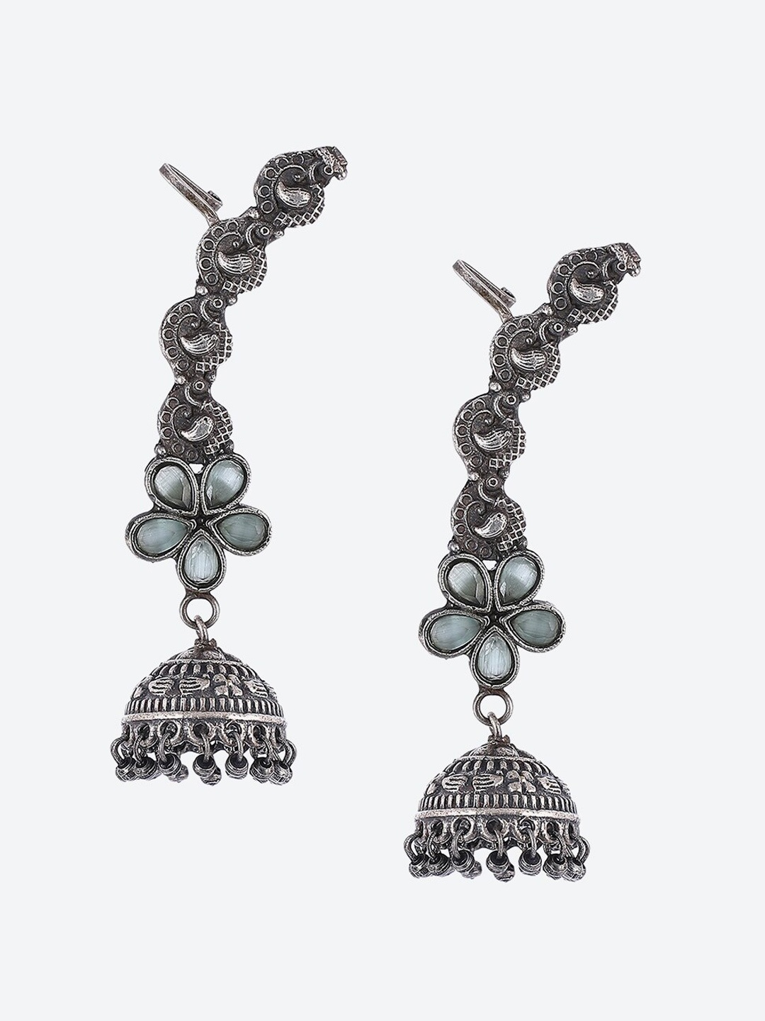 

Biba Green Contemporary Jhumkas Earrings