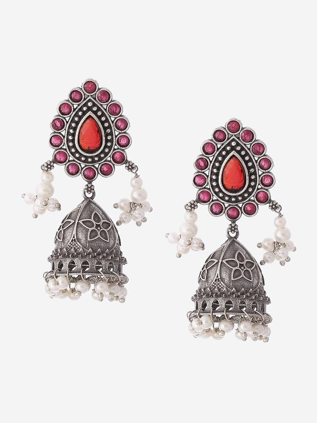 

Biba Maroon Contemporary Jhumkas Earrings