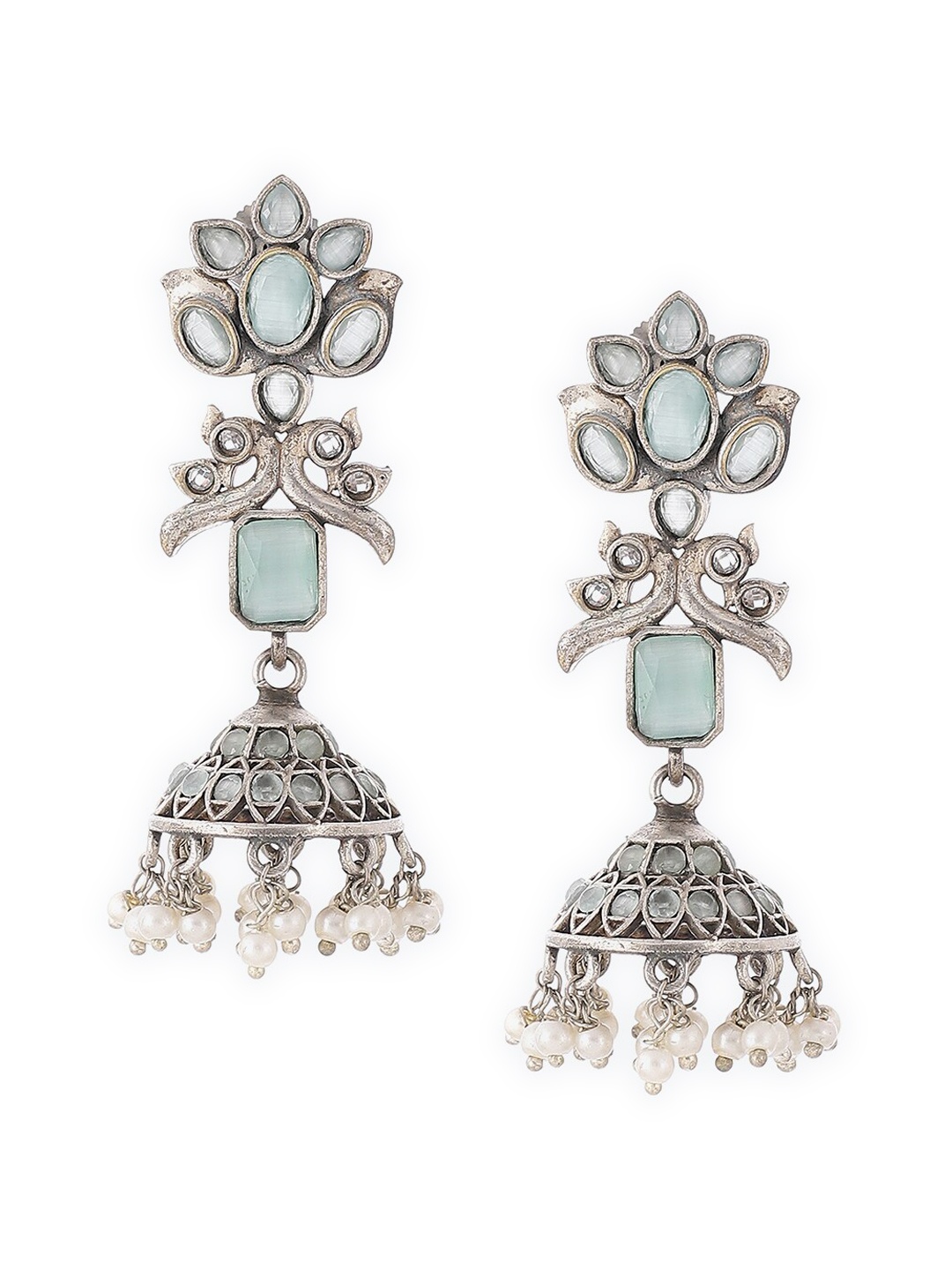 

Biba Green Contemporary Jhumkas Earrings