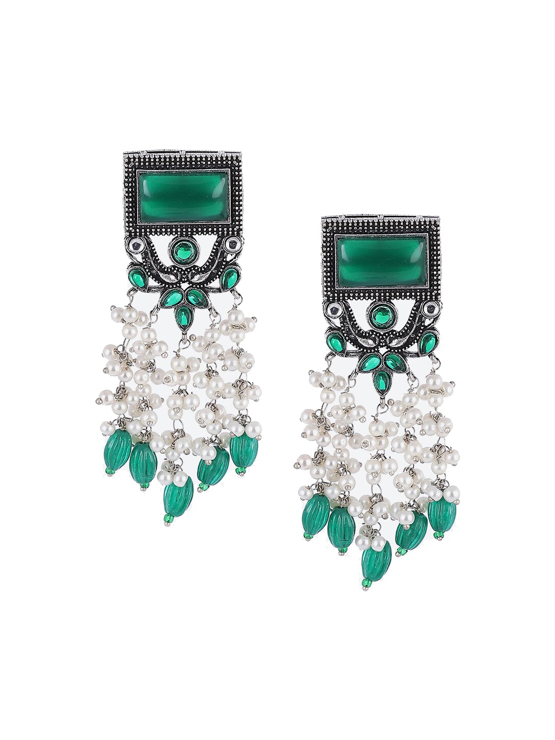 

Biba Green Contemporary Jhumkas Earrings