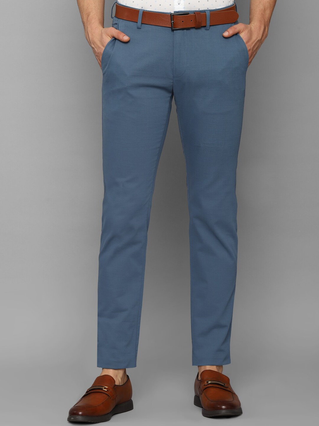 

Allen Solly Men Blue Textured Slim Fit Trousers
