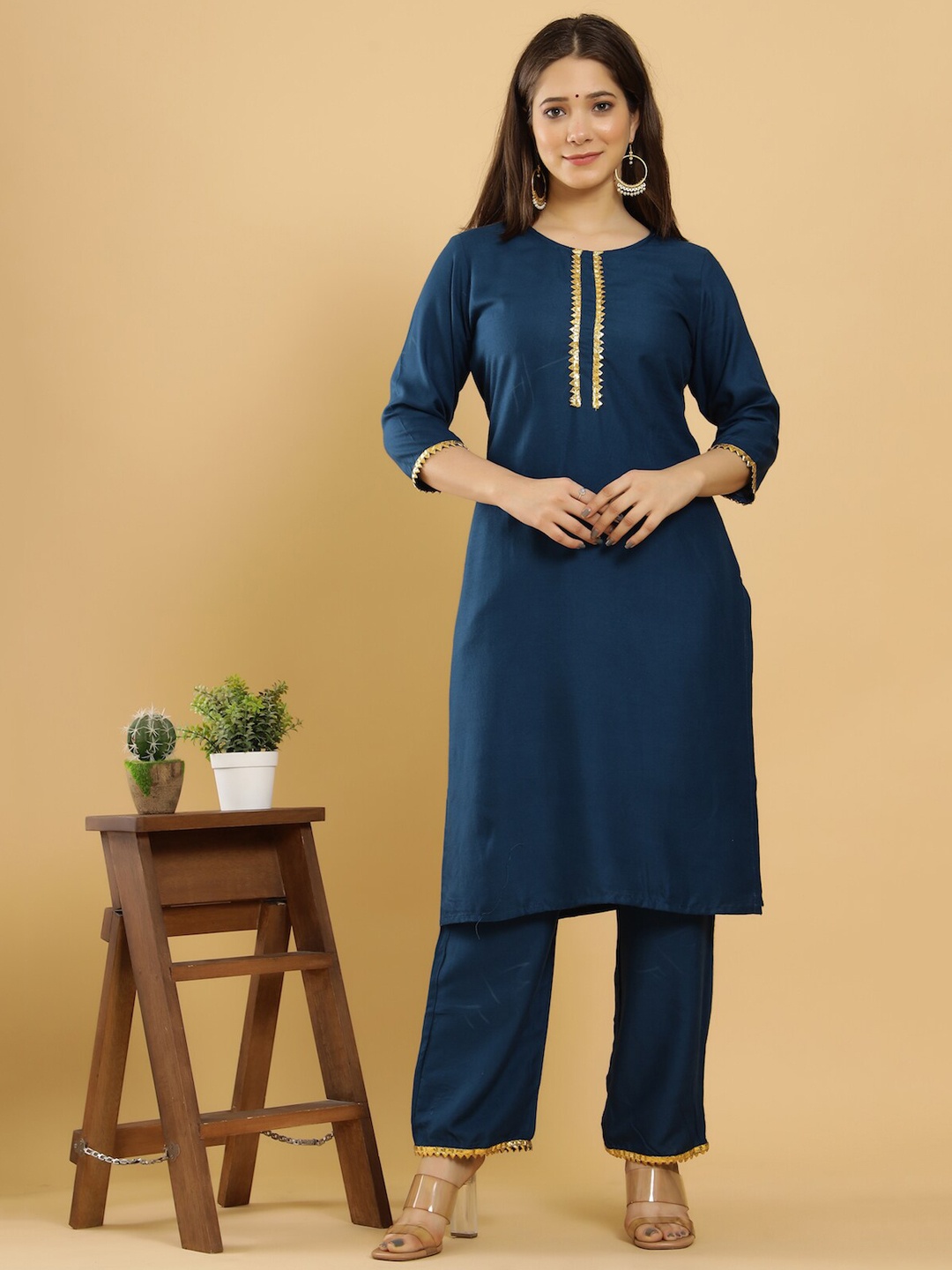 

KEEP CART Women Blue Kurta with Trousers