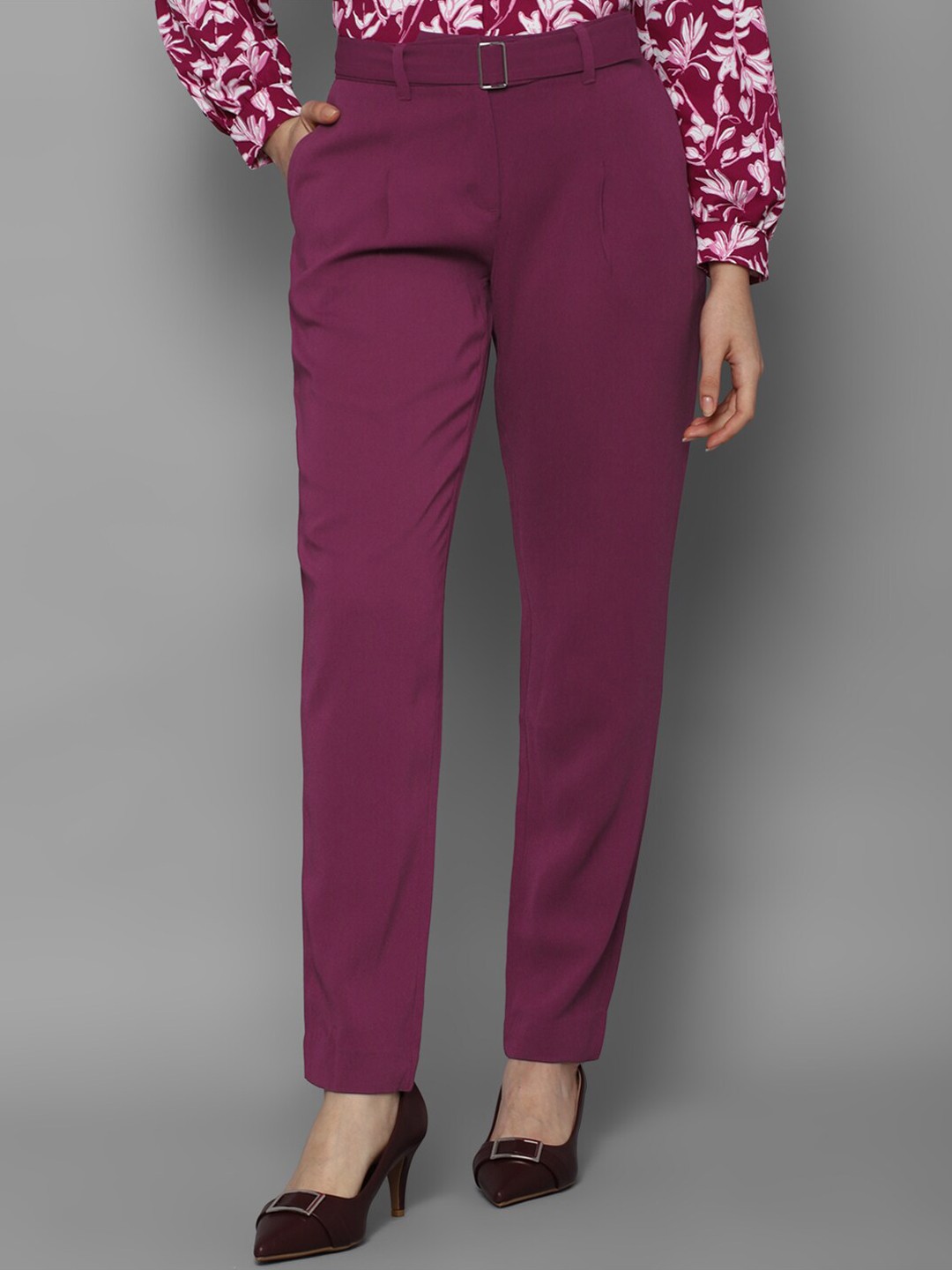 

Allen Solly Woman Women Purple Pleated Trousers