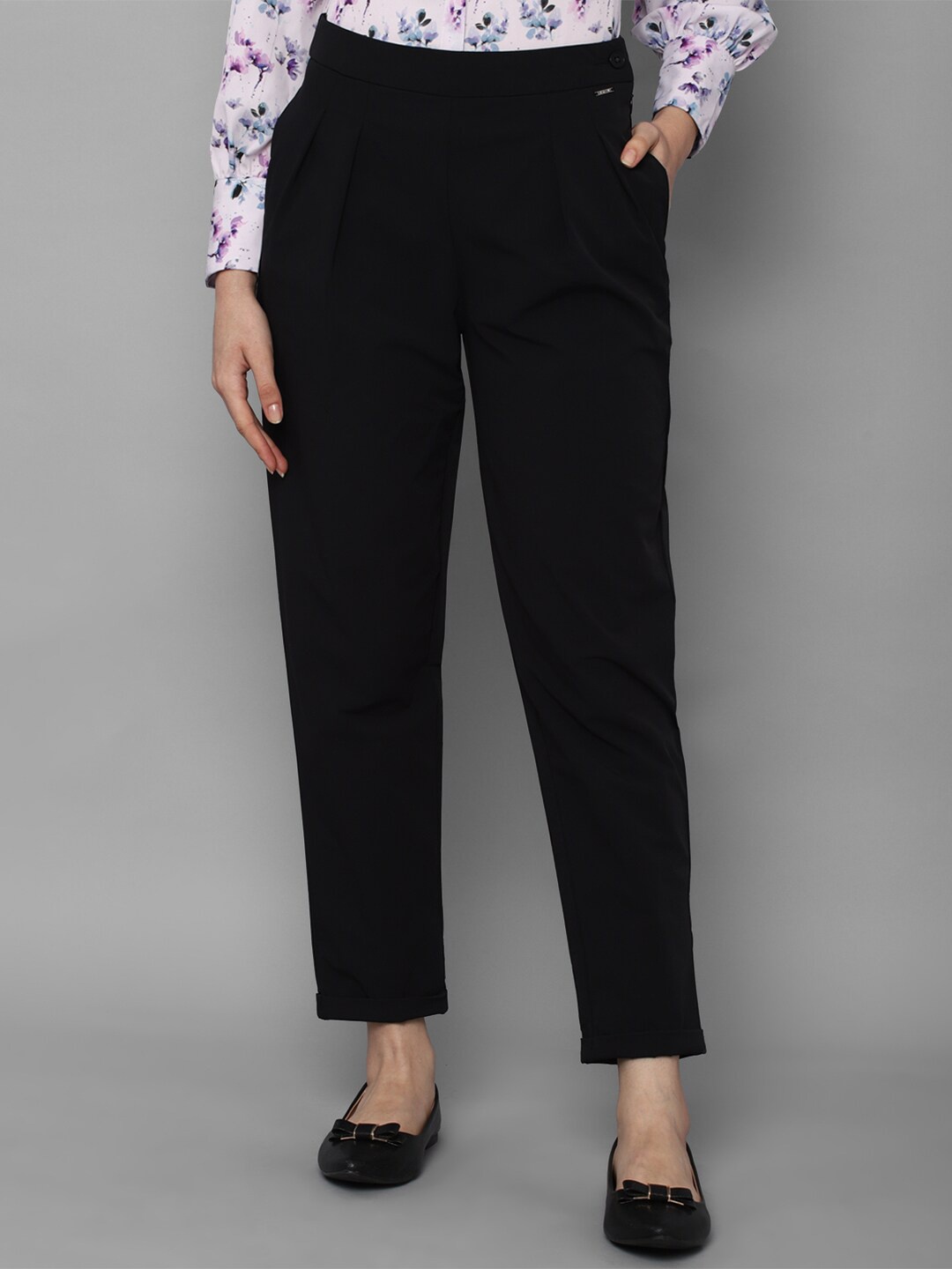 

Allen Solly Woman Women Black Pleated Trousers