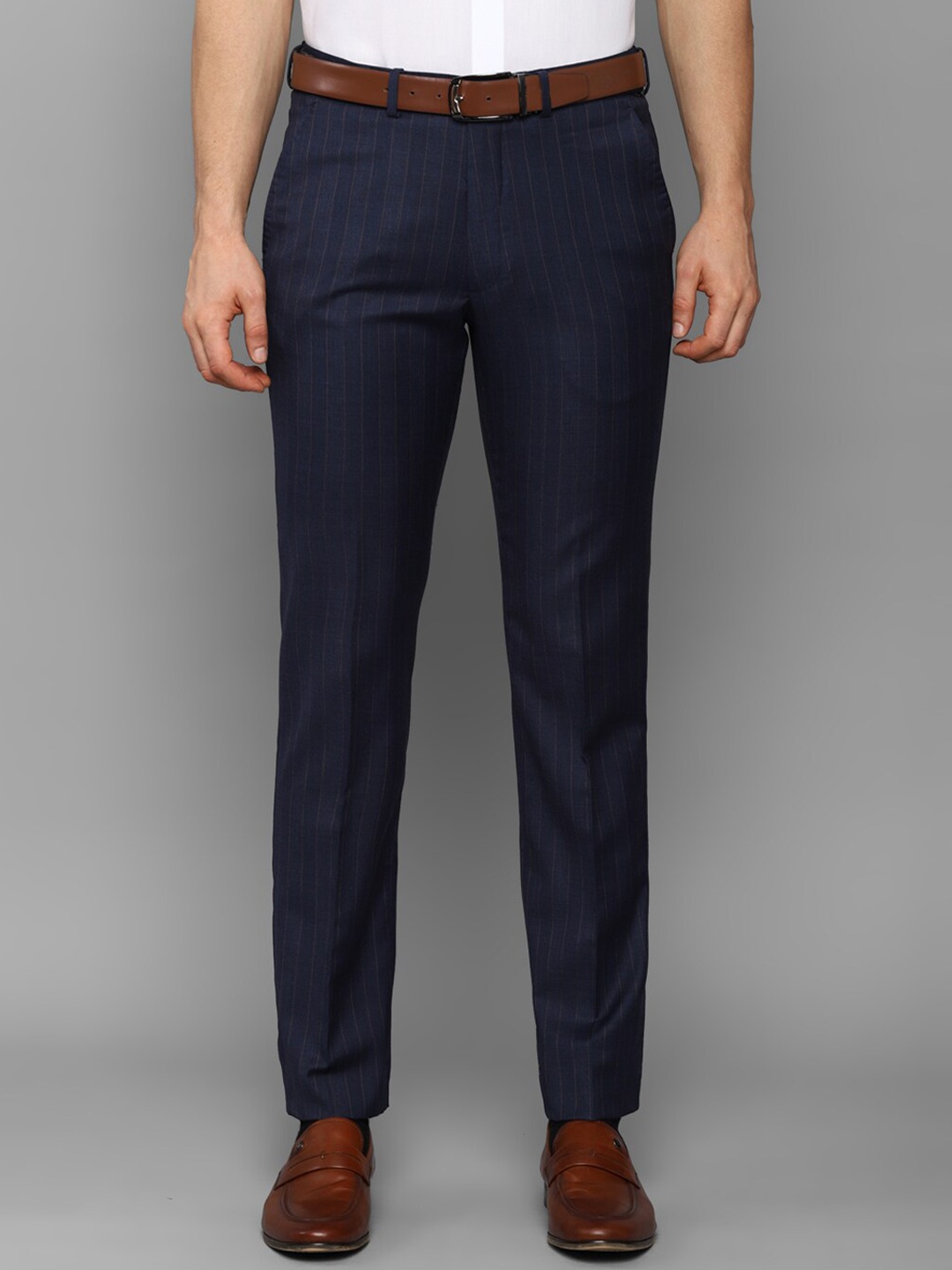 

Luxure by Louis Philippe Men Navy Blue Checked Slim Fit Trousers