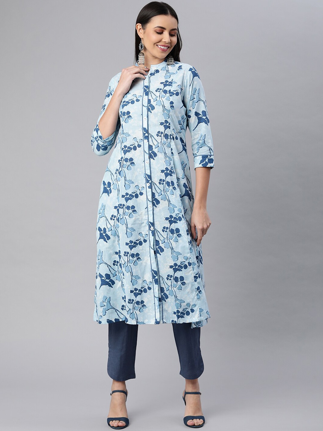 

KAMI KUBI Women Blue & billowing sail Printed Kurta