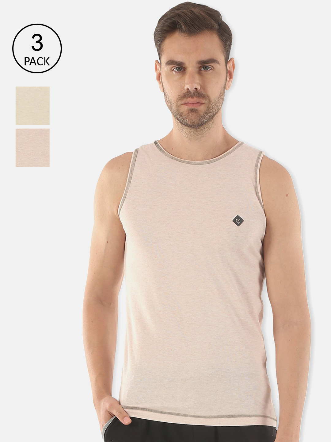 

Almo Wear Men Pack of 3 Cotton Innerwear Vests, Off white