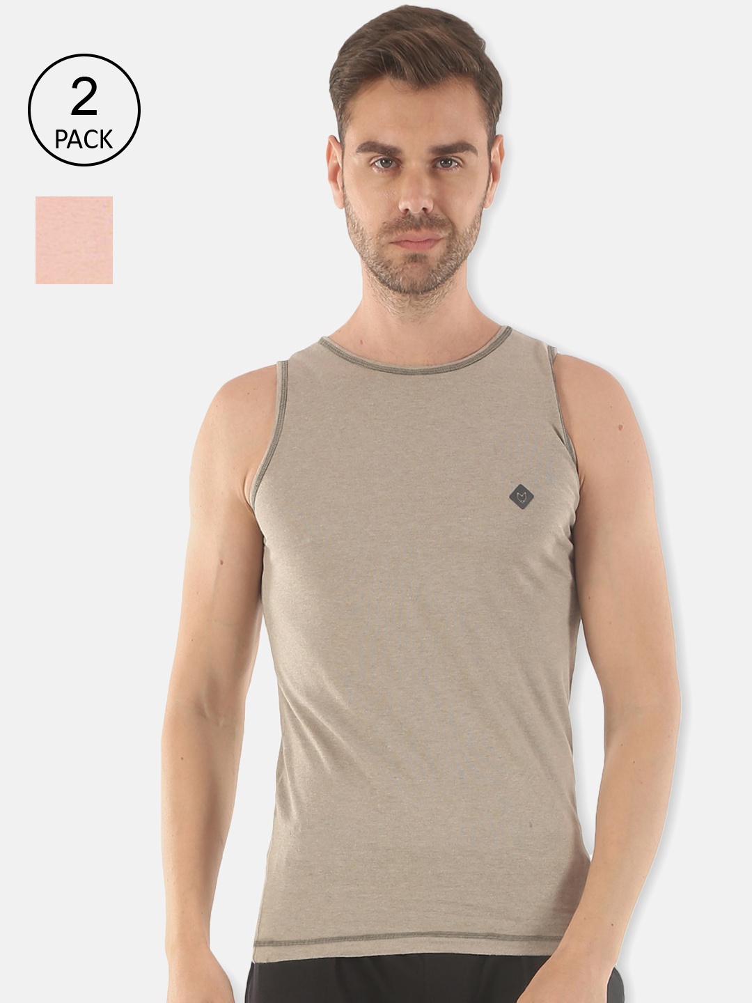 

Almo Wear Men Pack of 2 Solid Cotton Innerwear Vests, Assorted