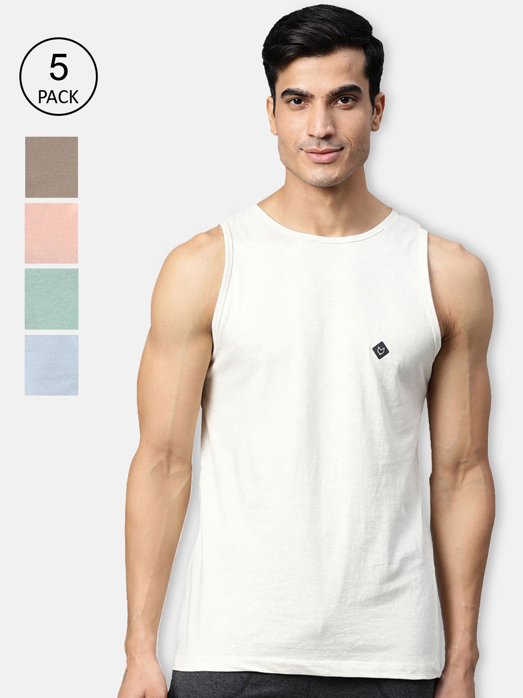 

Almo Wear Men Pack of 5 Solid Cotton Innerwear Vests, Assorted