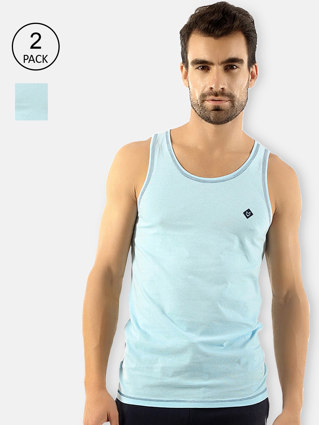

Almo Wear Men Pack Of 2 Assorted Slim Fit Pure Cotton Innerwear Vest
