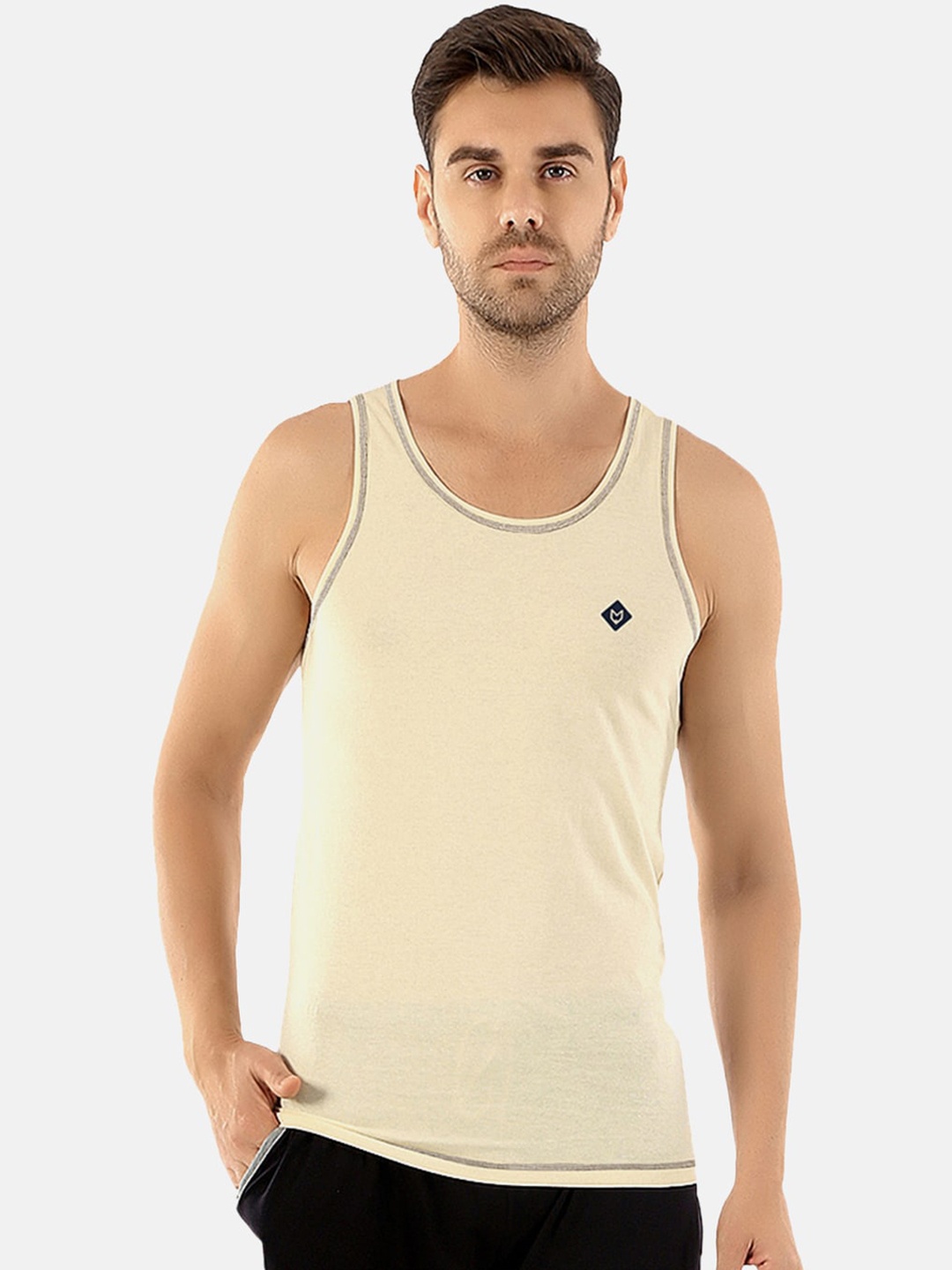 

Almo Wear Men Tan-Coloured Solid Slim Fit Innerwear Cotton Vests