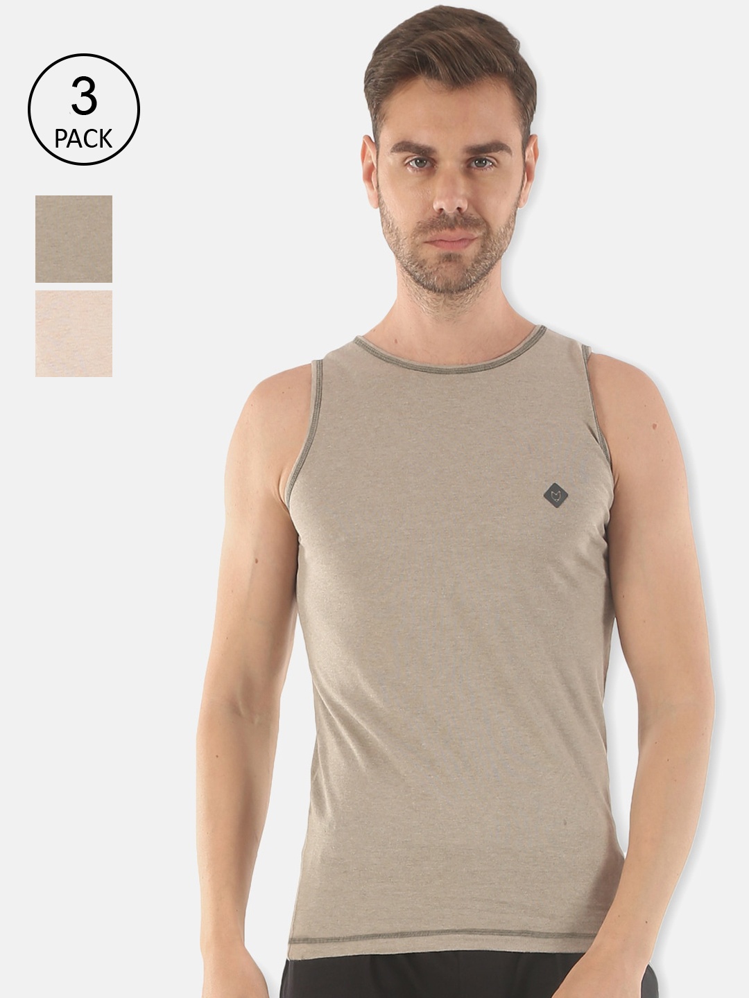 

Almo Wear Men Pack of 3 Peach Colored Innerwear Vests