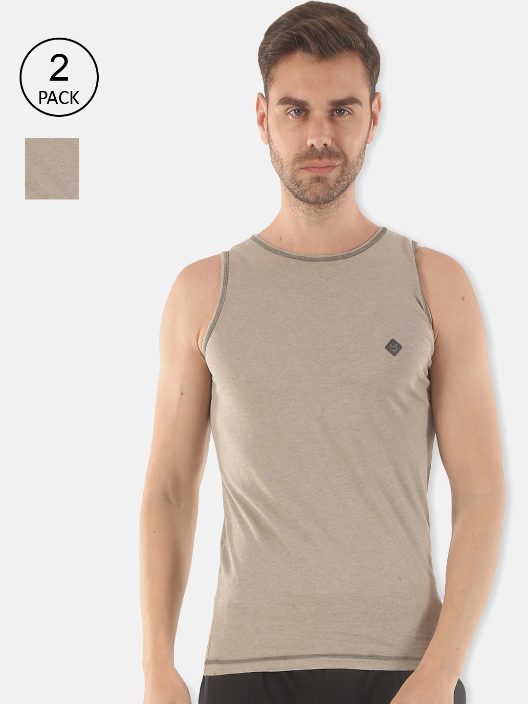 

Almo Wear Men Brown Pack of 2 Cotton Innerwear Vests