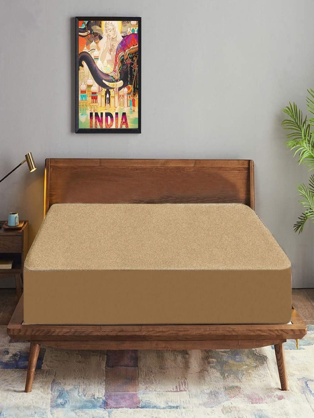 

Trance Home Linen Brown Solid Queen Size Mattress Protector
