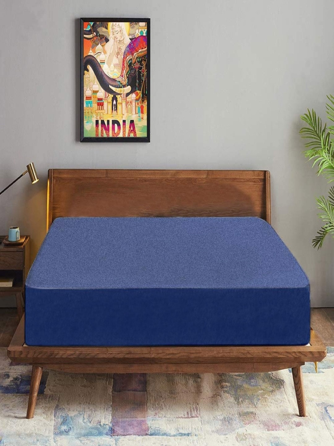 

Trance Home Linen Blue Solid Queen Size Water Resistant Mattress Protector