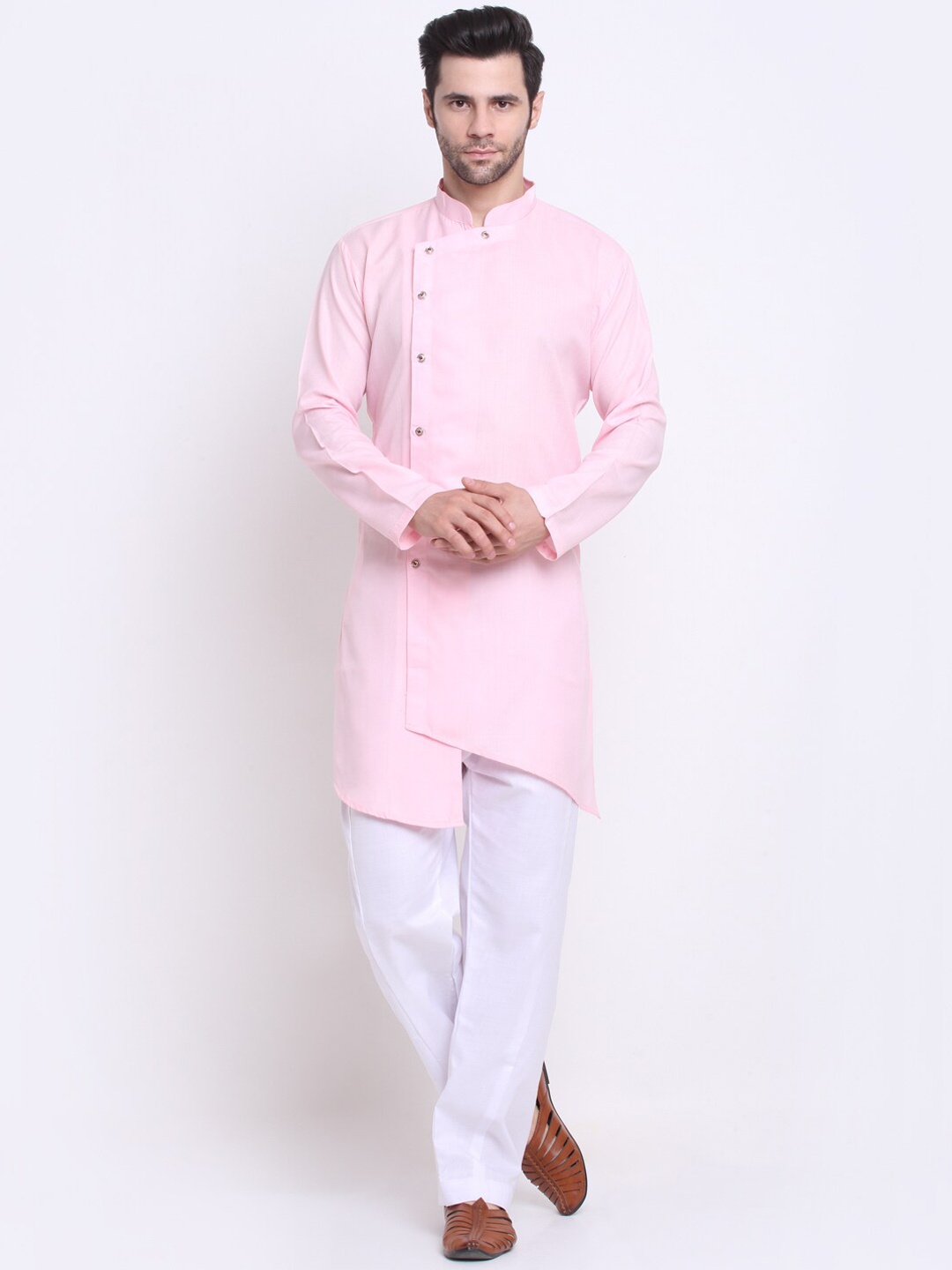 

Benstoke Men Pink Angrakha Kurta with Salwar