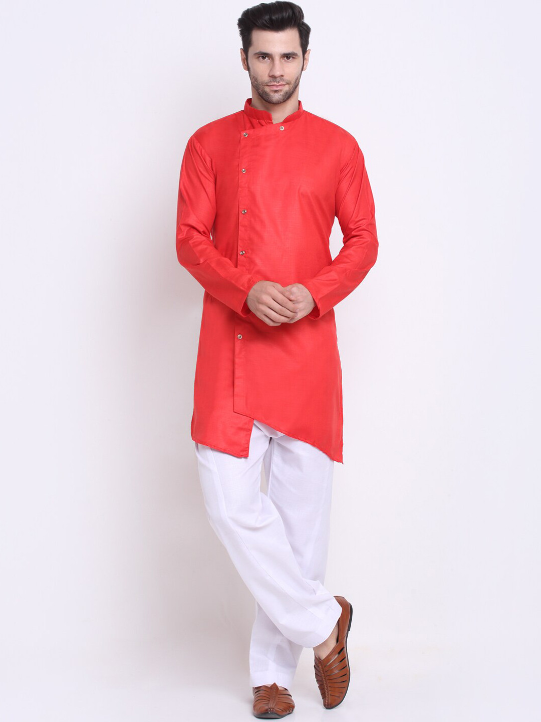 

Benstoke Men Red Angrakha Kurta with Trousers