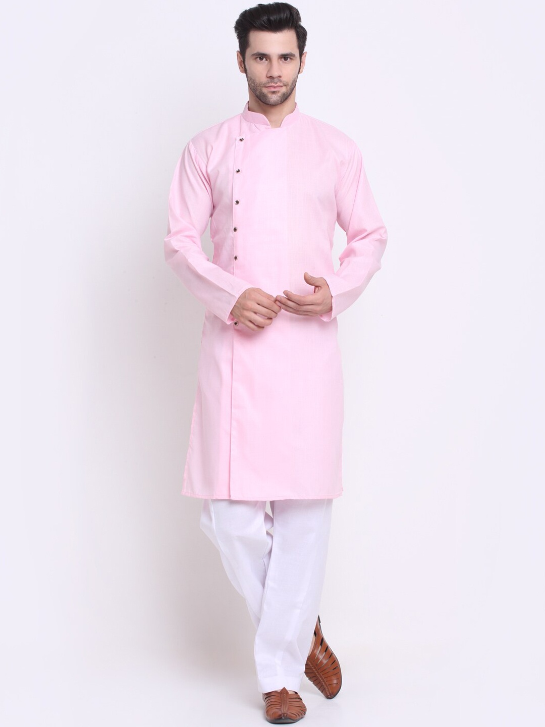 

Benstoke Men Pink Angrakha Kurta with Pyjamas