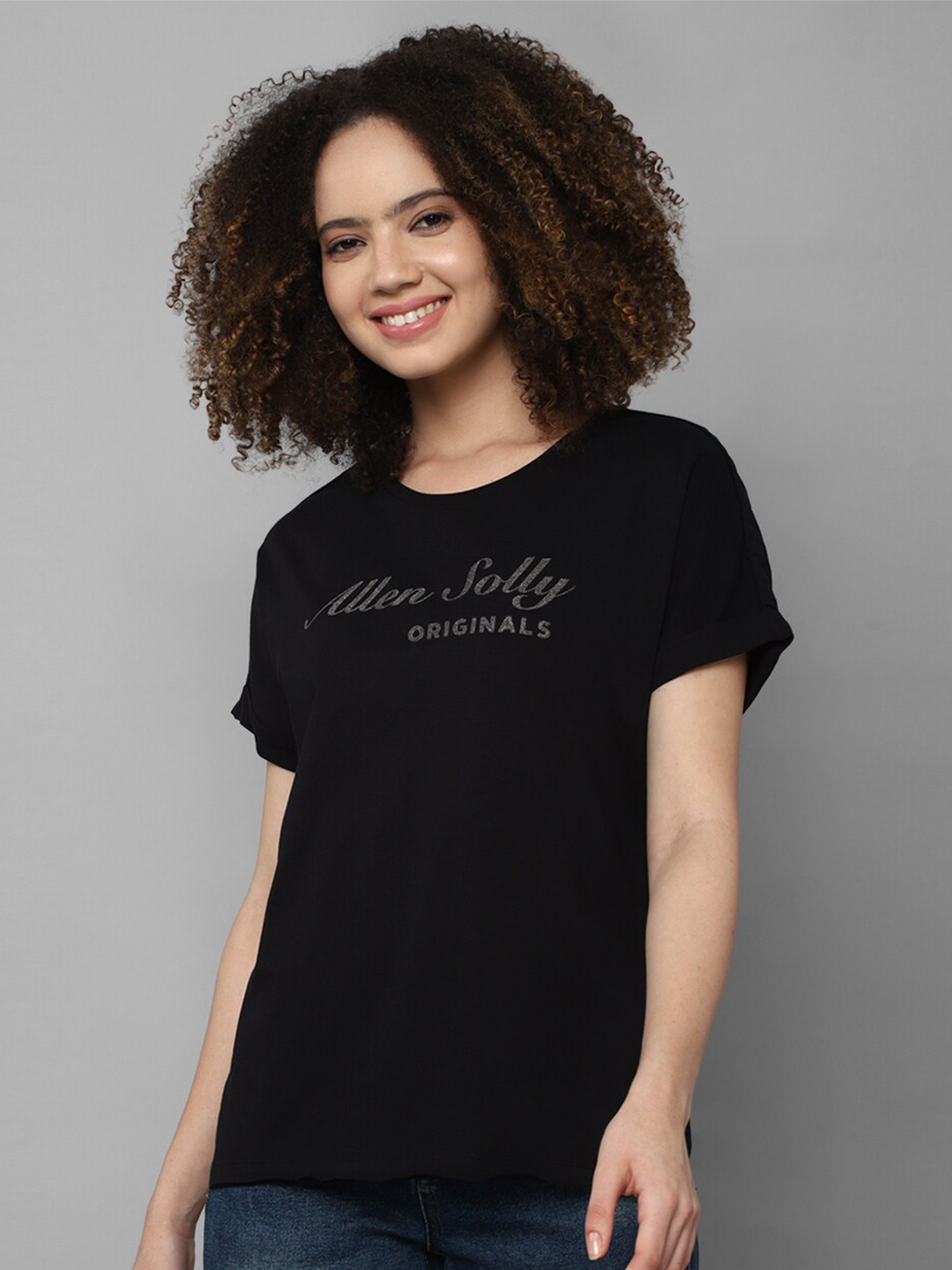

Allen Solly Woman Women Black Typography T-shirt