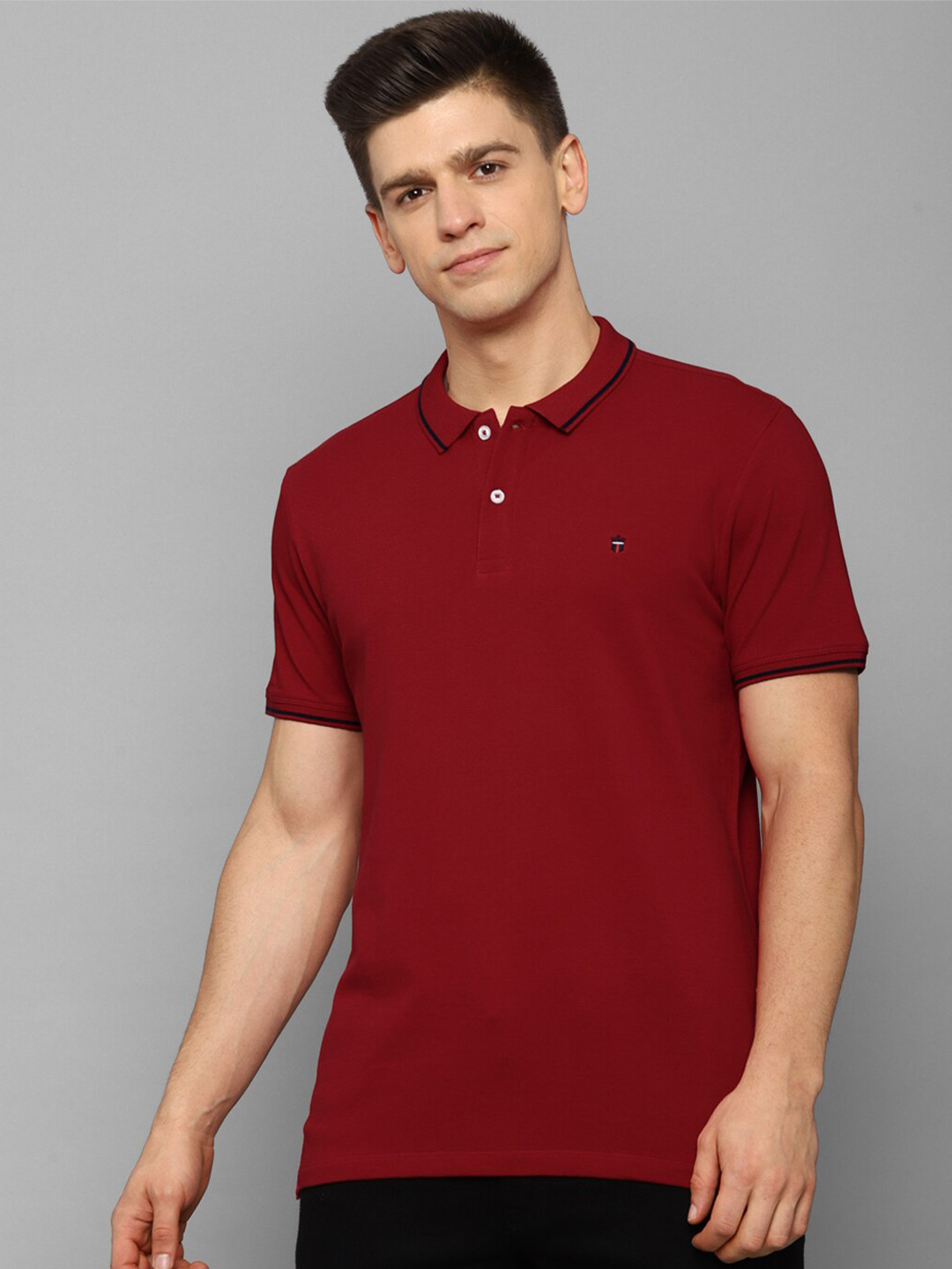 

Louis Philippe Jeans Men Maroon Polo Collar Applique Slim Fit T-shirt